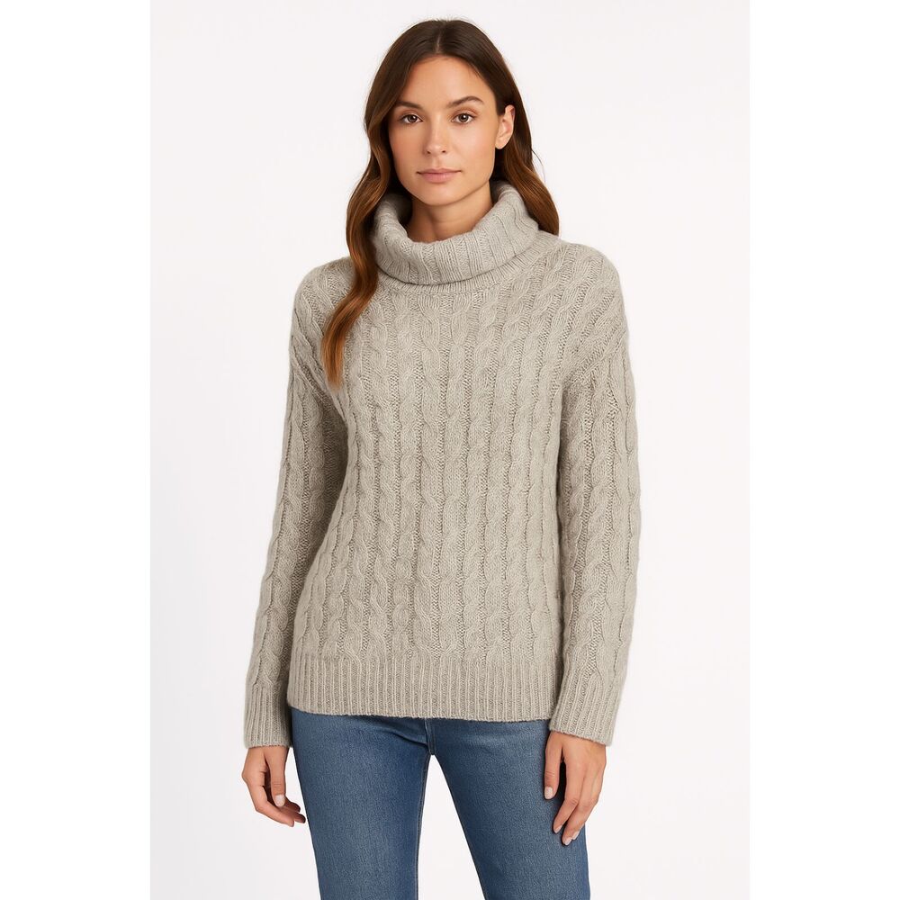 MICHELLE NICOLE Wool Blend Turtleneck Sweater Light Gray X-Large
